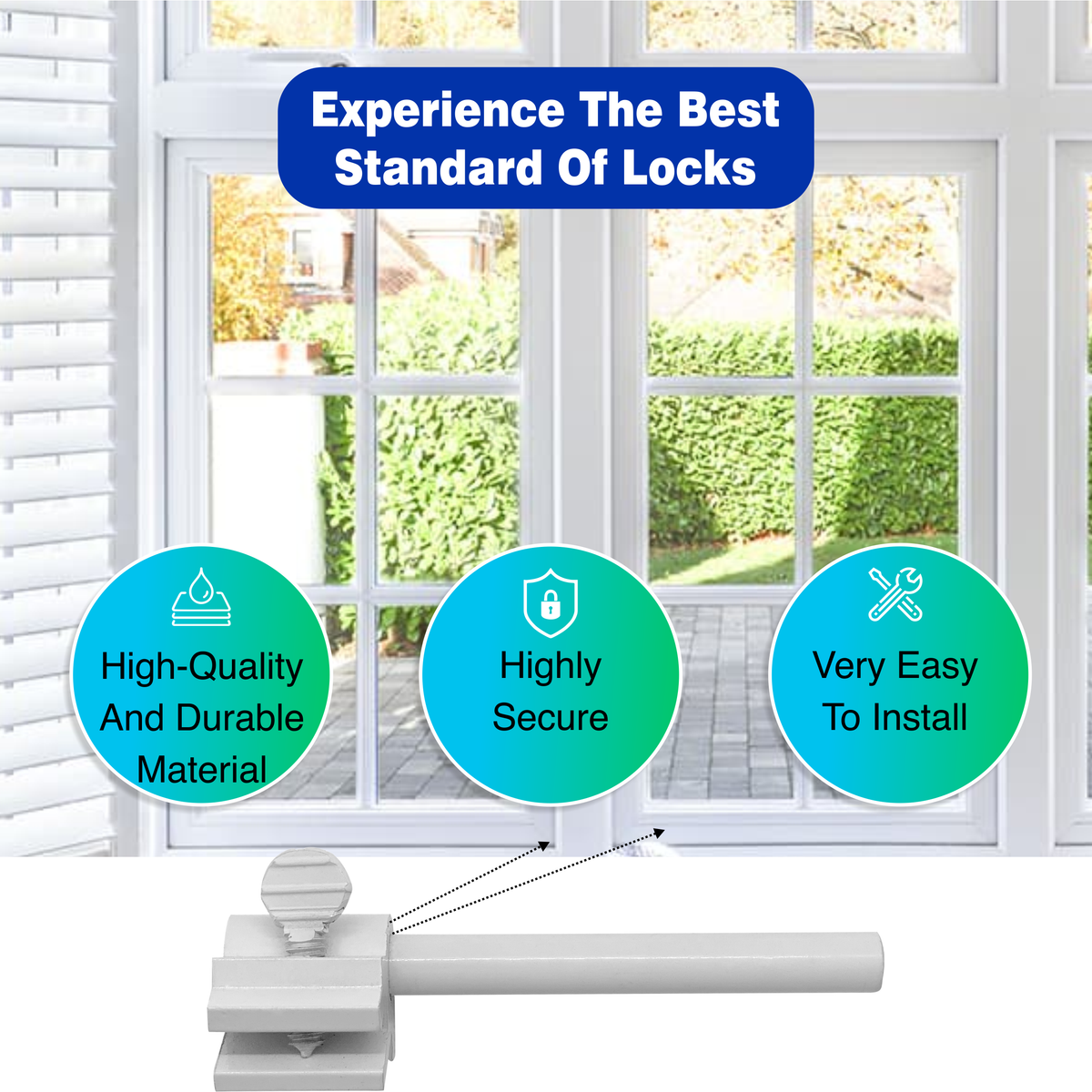 Long Pin Window/Patio Door Lock , White – Buylockbox